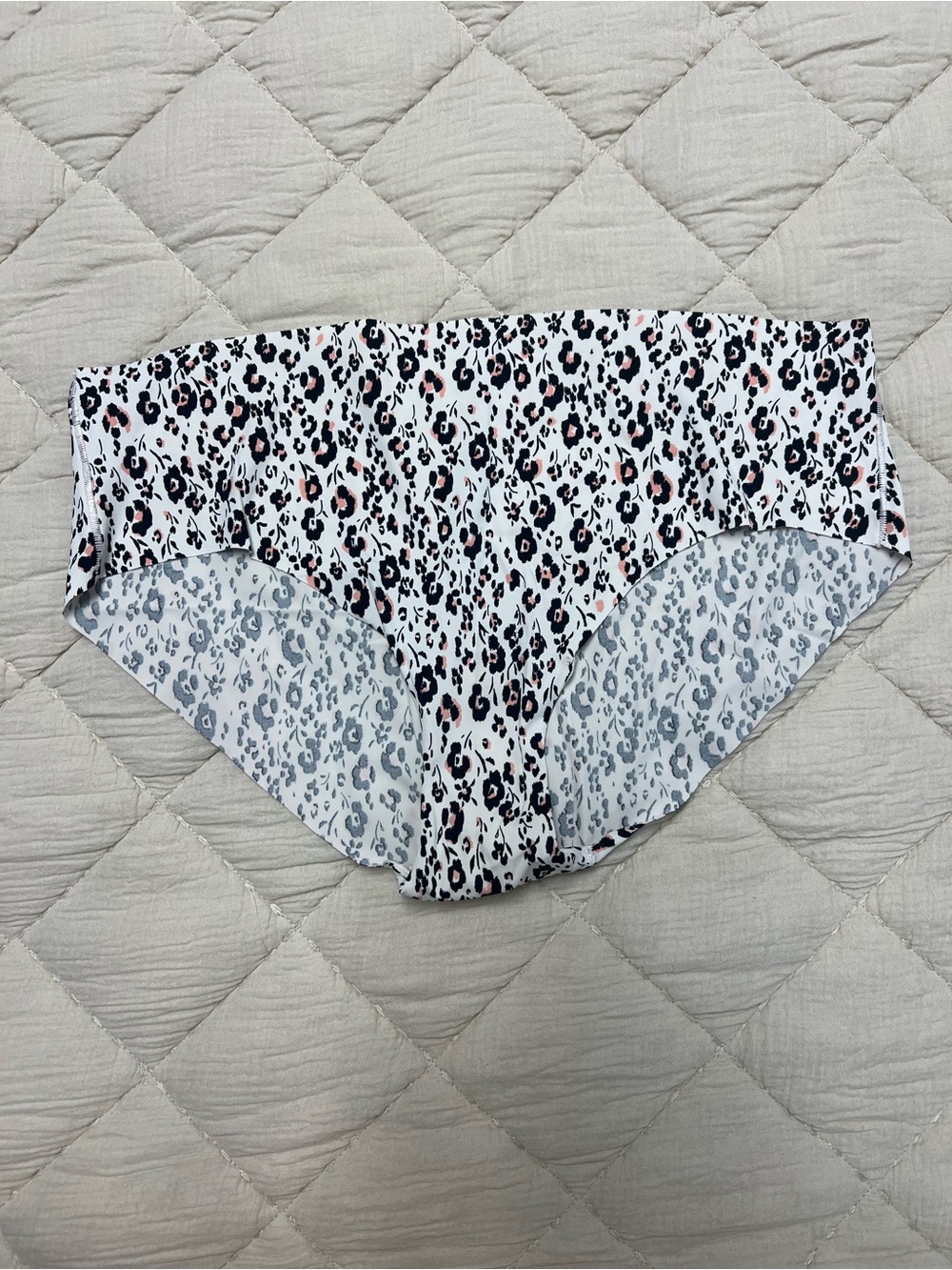 Old Navy White Floral Print Panties with Black and Pink Accents